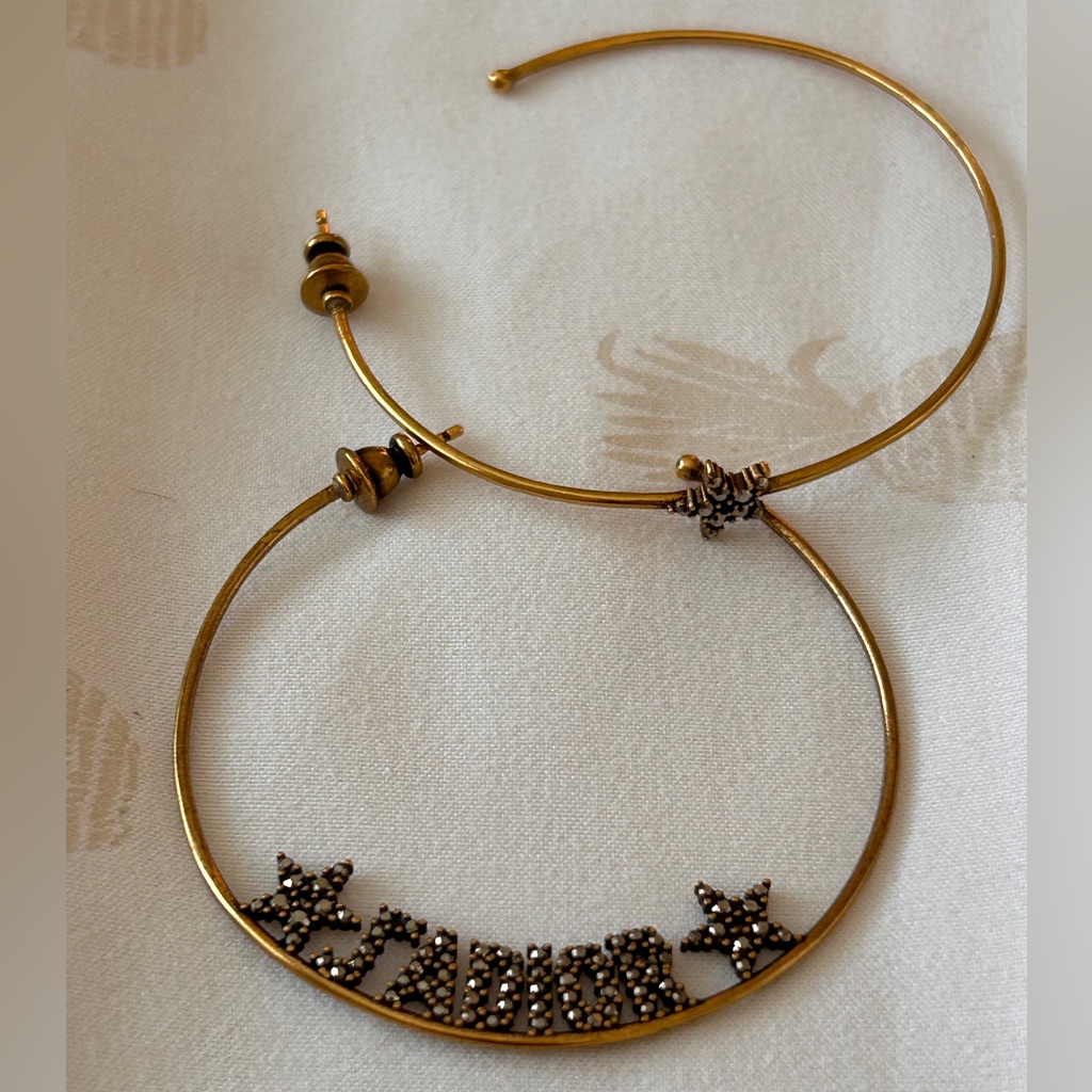 Metal J'adior Hoop Earrings Aged Gold. 100% Authentic!